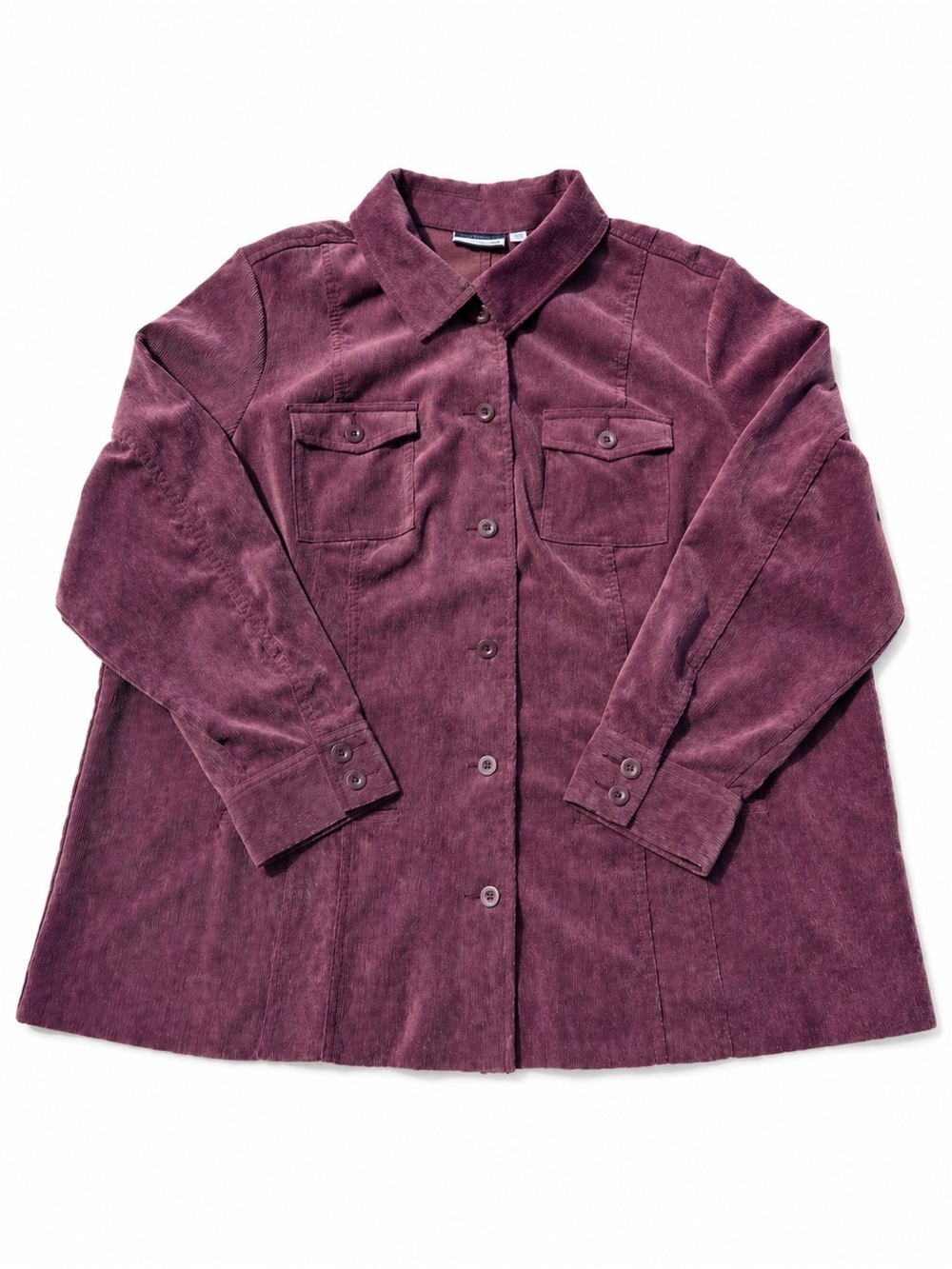 Croft & Barrow Women’s 2X Purple Corduroy Button Front Shirt Jacket Shacket